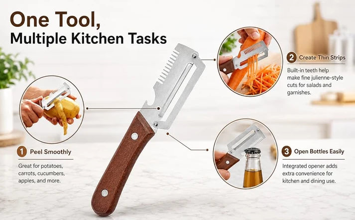 3-in-1 Vegetable Peeler & Kitchen Slicer with Bottle Opener