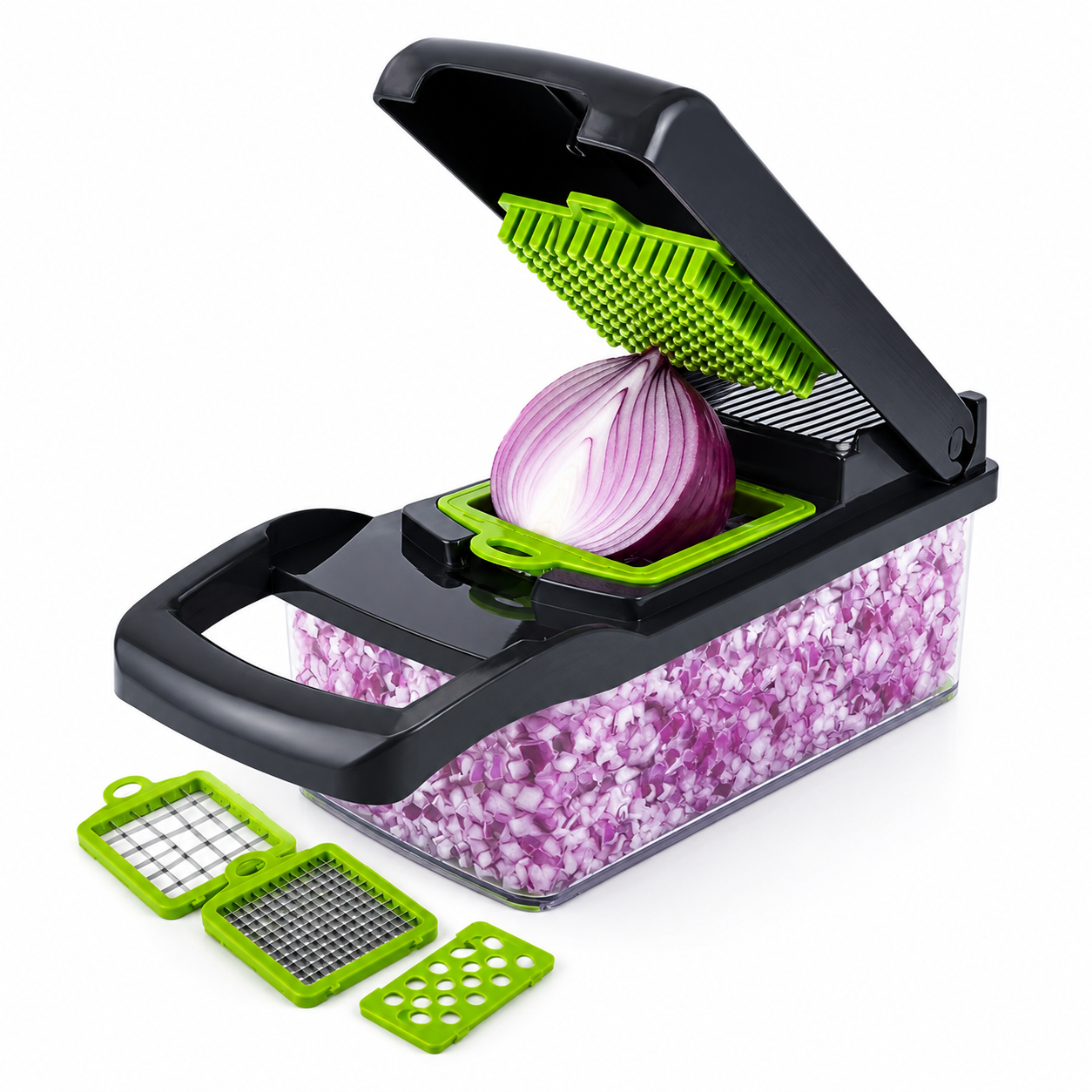 1Pc Green Black 12 in 1 Multifunctional Vegetable Slicer Cutter Shredders