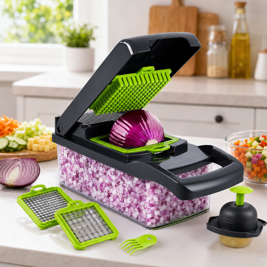 1Pc Green Black 12 in 1 Multifunctional Vegetable Slicer Cutter Shredders