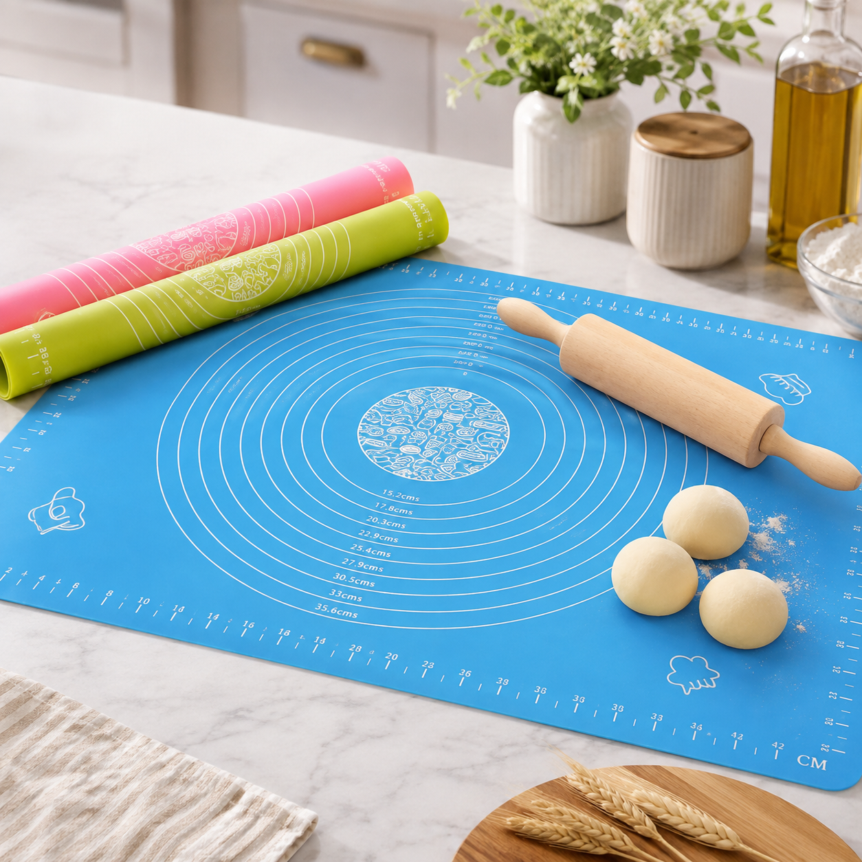 Food Grade Plastic Rolling Mat with Measuring Tool Non Slip Kneading