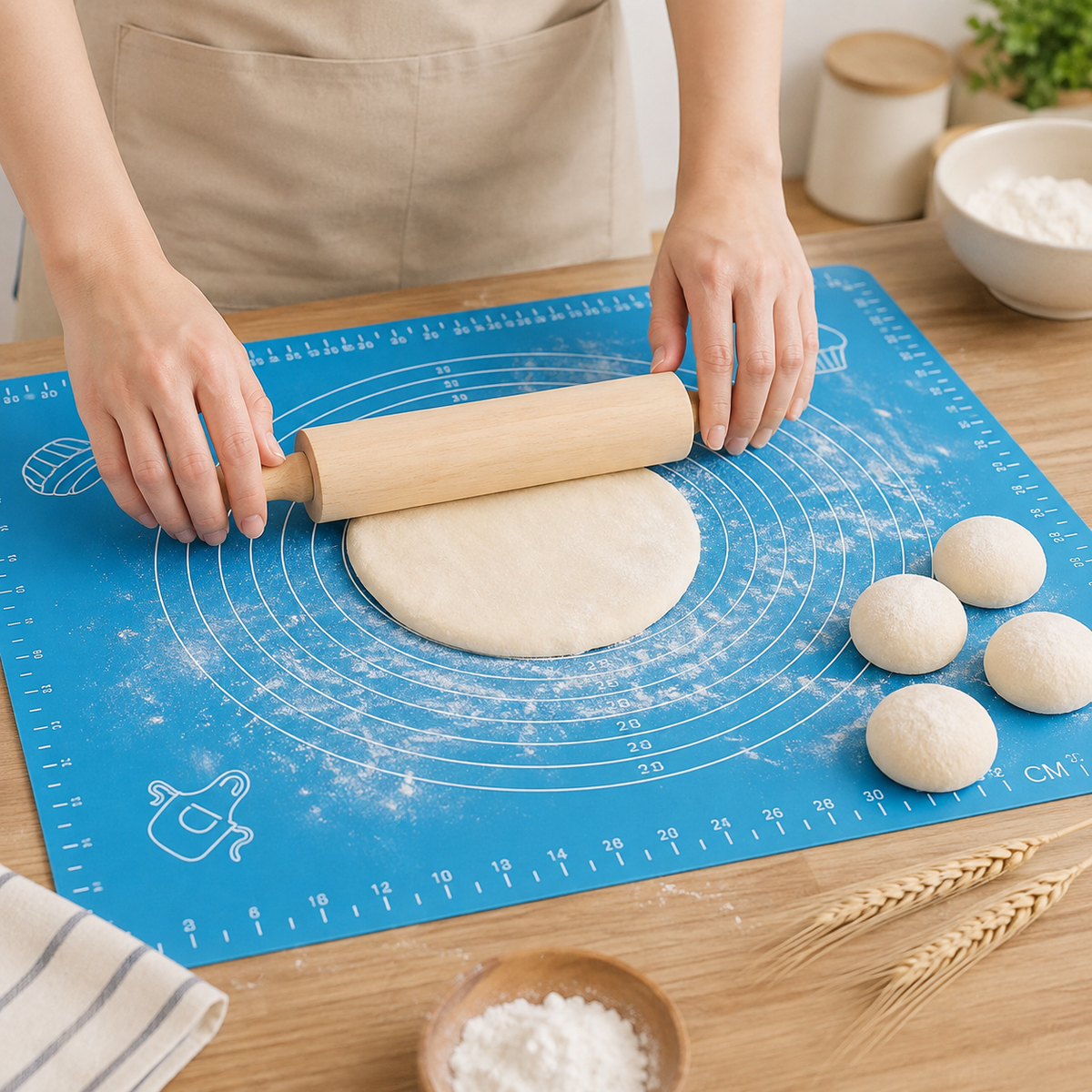 Food Grade Plastic Rolling Mat with Measuring Tool Non Slip Kneading